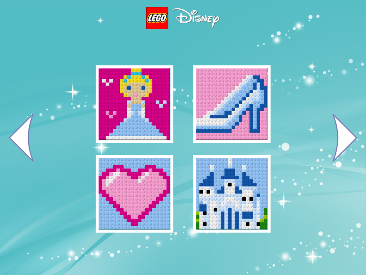 LEGO Disney Brixel Art Game Cinderella Scene Select Screen Screenshot.