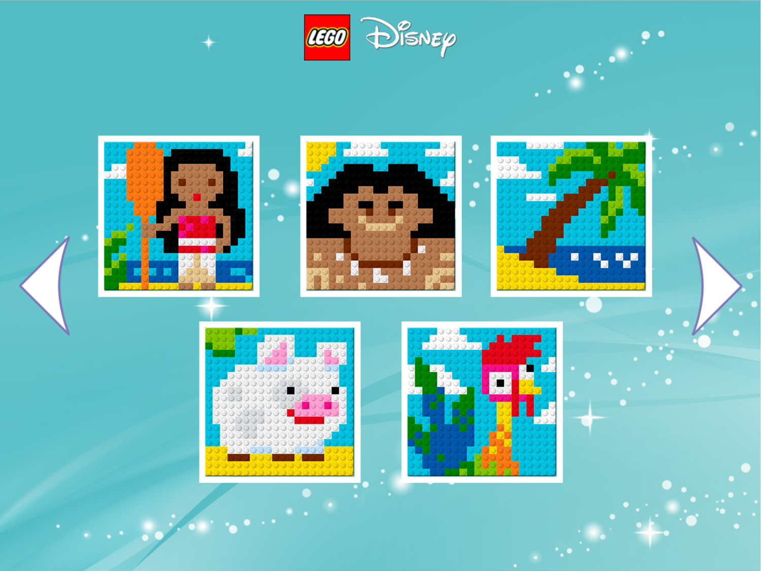 LEGO Disney Brixel Art Game Moana Scene Select Screen Screenshot.