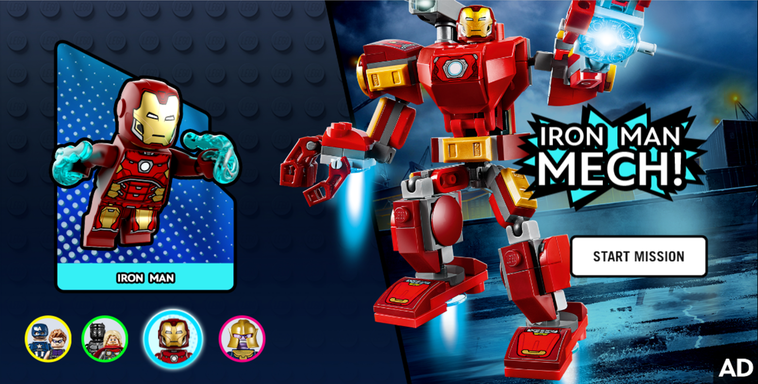 LEGO Marvel Avengers Hero Hustle Game Iron Man Mech Screenshot.