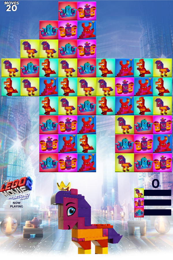 LEGO Movie 2 Queen Watevra Wa'nabi Match Game Screenshot.