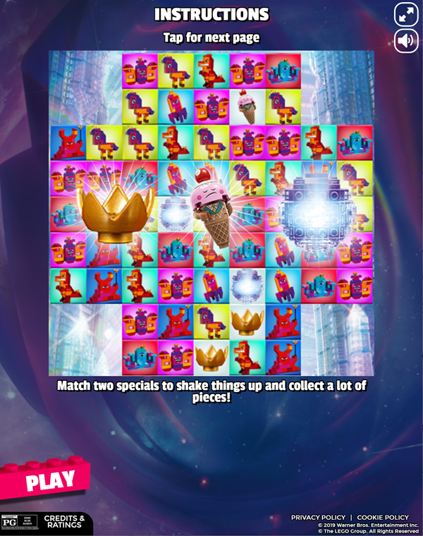 LEGO Movie 2 Queen Watevra Wa'nabi Match Game Matching Special Pieces Instructions Screen Screenshot.