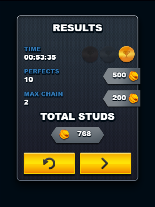 LEGO Speed Champions Game Race Results Screen Screenshot.