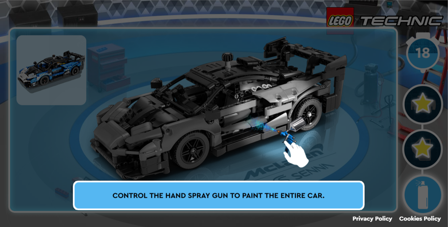 LEGO Technic McLaren Senna GTR Game Spraypaint Instructions Screen Screenshot.
