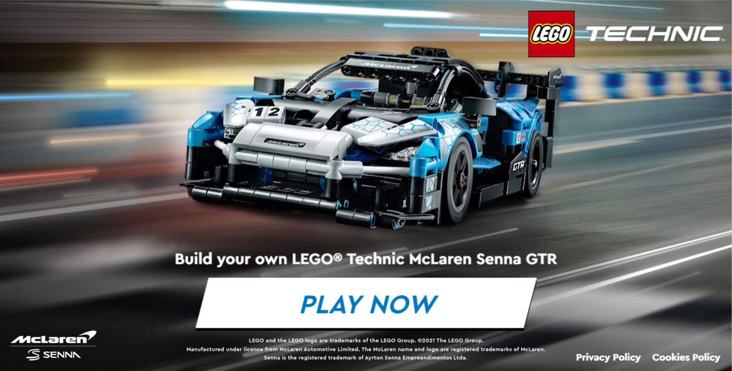 LEGO Technic McLaren Senna GTR Game Welcome Screen Screenshot.