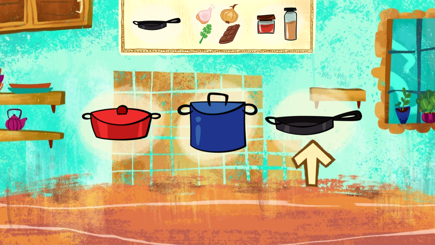 Let's Go Luna Luna's Chef Leo's Crazy Kitchen Game Pick Pan Screenshot.