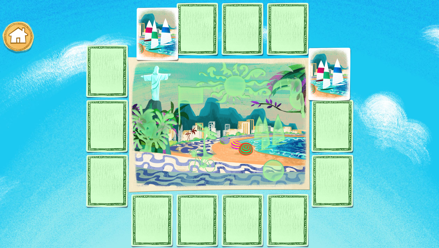 Let's Go Luna Luna's Postcards Around the World Game Match Cards Screenshot.