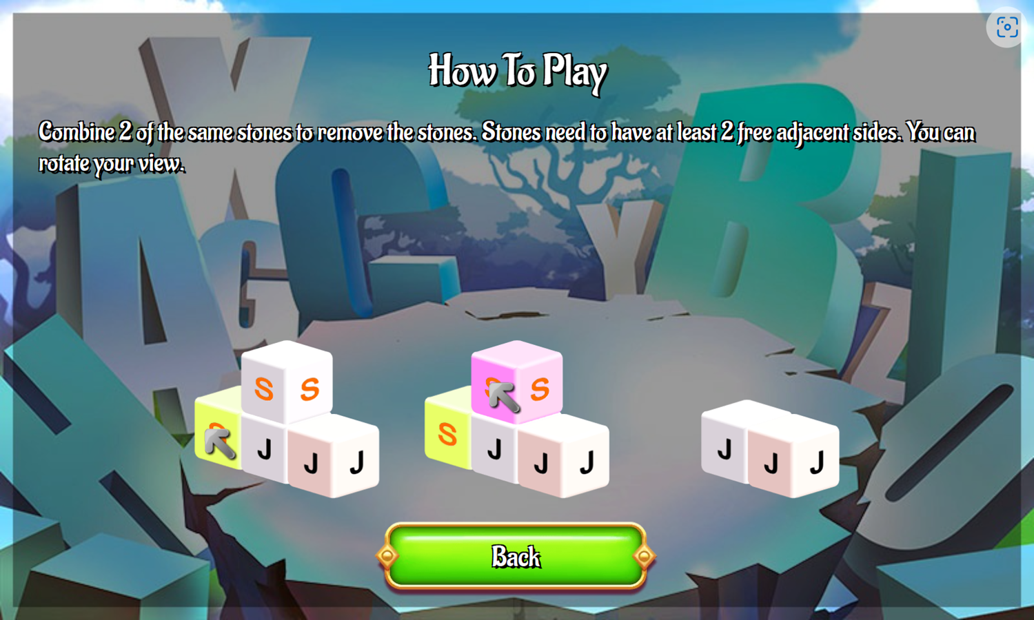 Letter Dimensions Game How To Play Screenshot.