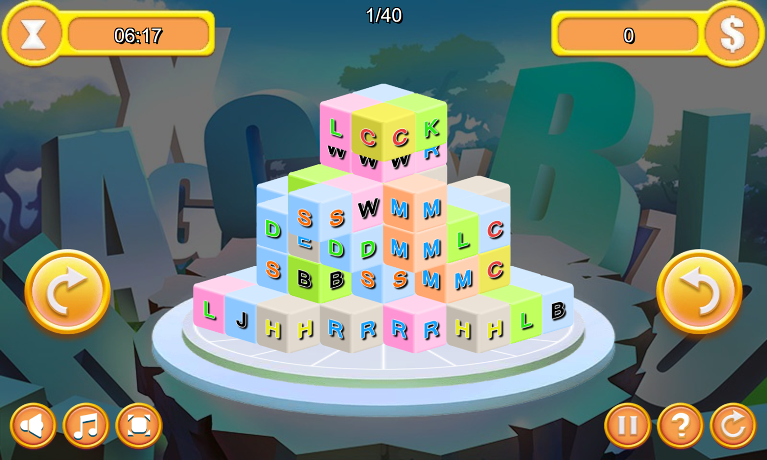 Letter Dimensions Game Level Start Screenshot.