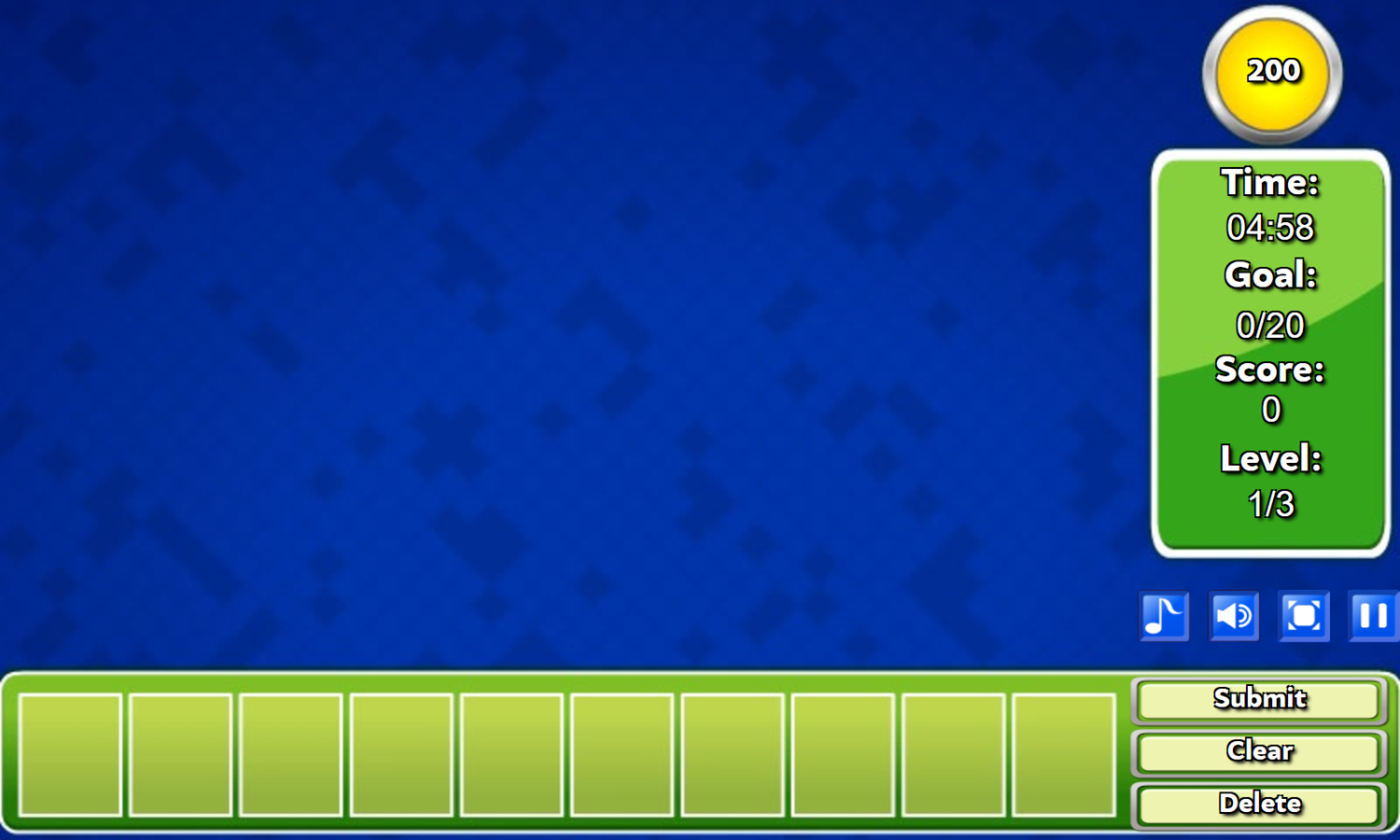 Letter Scramble Game Start Screenshot.