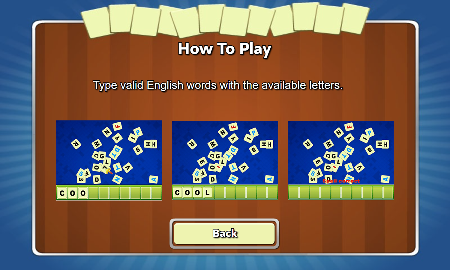 Letter Scramble Game How To Play Screenshot.