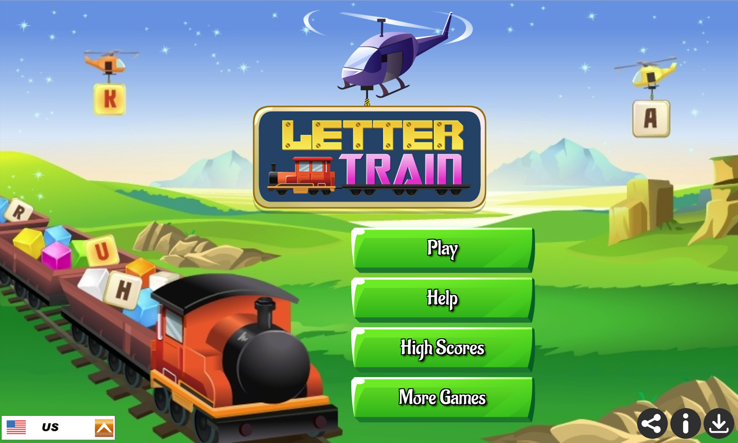 Letter Train Game Welcome Screen Screenshot.