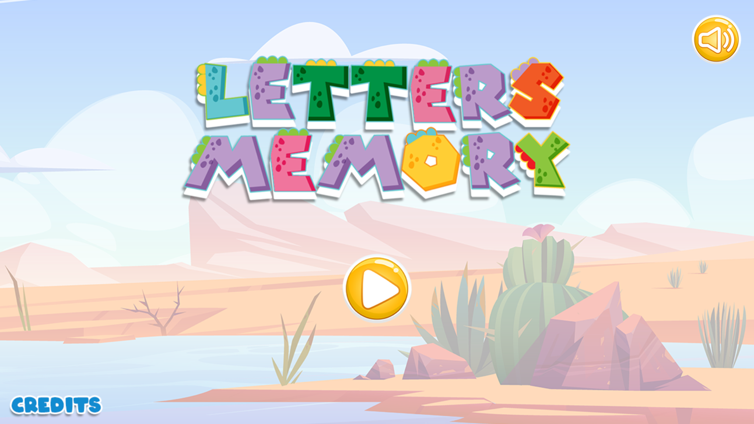 Letters Memory Game Welcome Screen Screenshot.