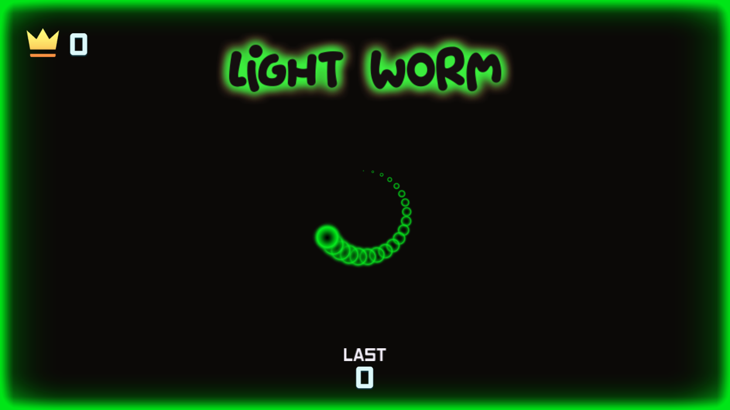 Light Worm Game Welcome Screen Screenshot.