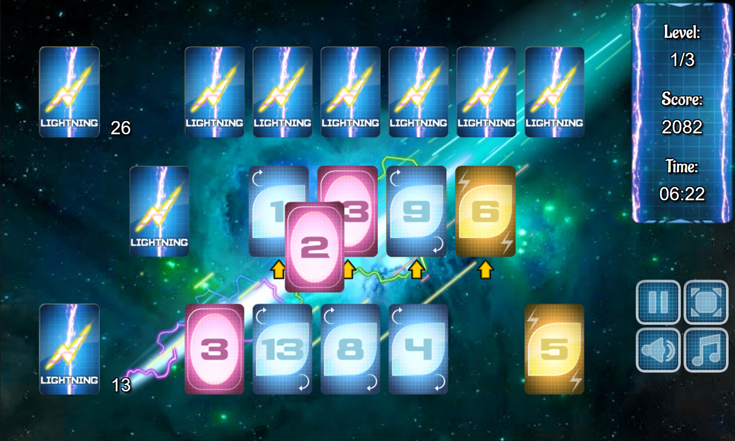 Lightning Solitaire Game Play Screenshot.