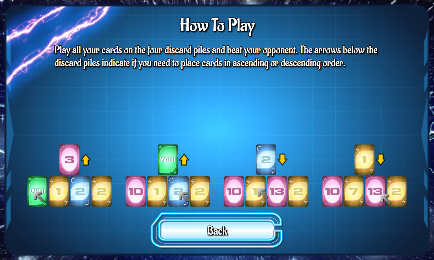 Lightning Solitaire Game How To Play Screenshot.