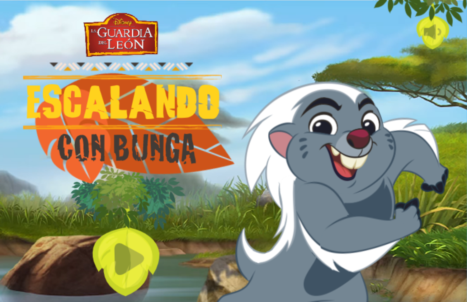 Lion Guard Climbing With Bunga Game Welcome Screen Screenshot.