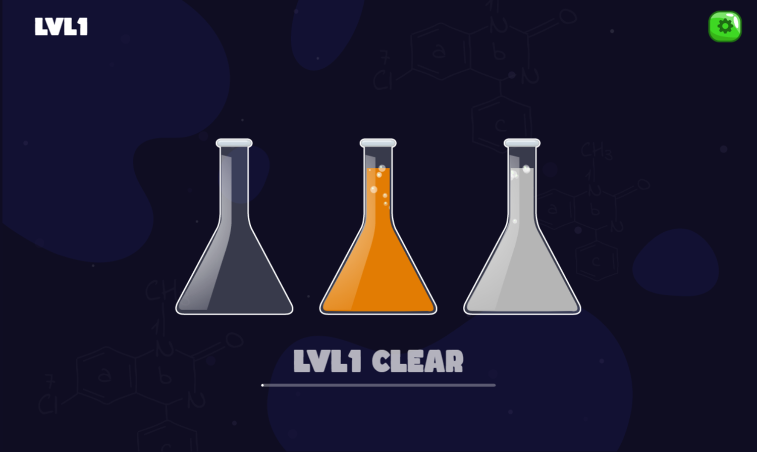 Liquid Sort Game Level Clear Screen Screenshot.