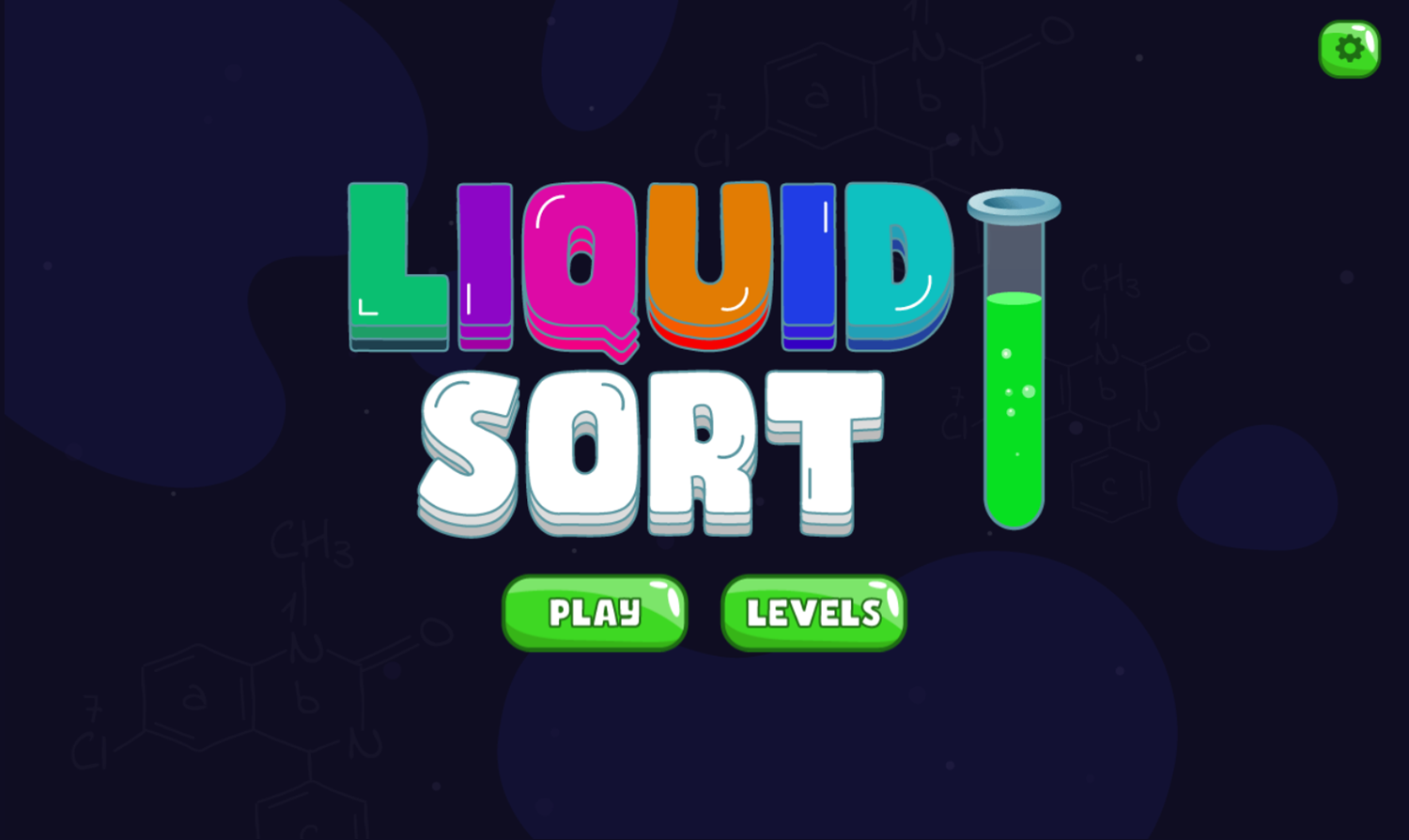 Liquid Sort Game Welcome Screen Screenshot.