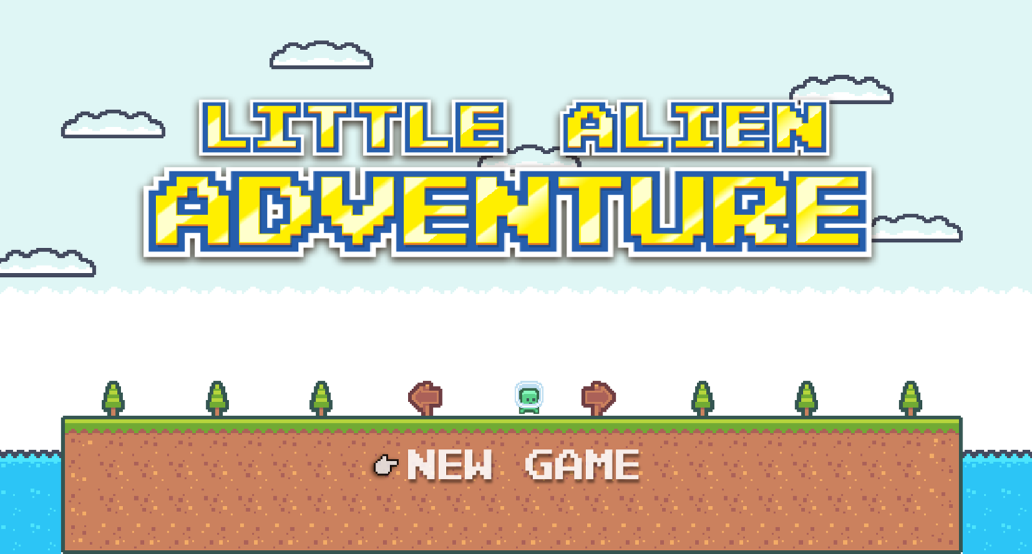 Little Alien Adventure Game Welcome Screen Screenshot.