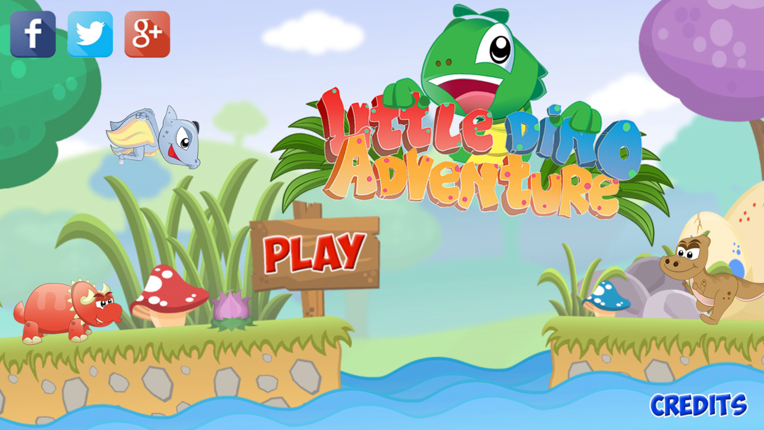 Little Dino Adventure Game Welcome Screen Screenshot.