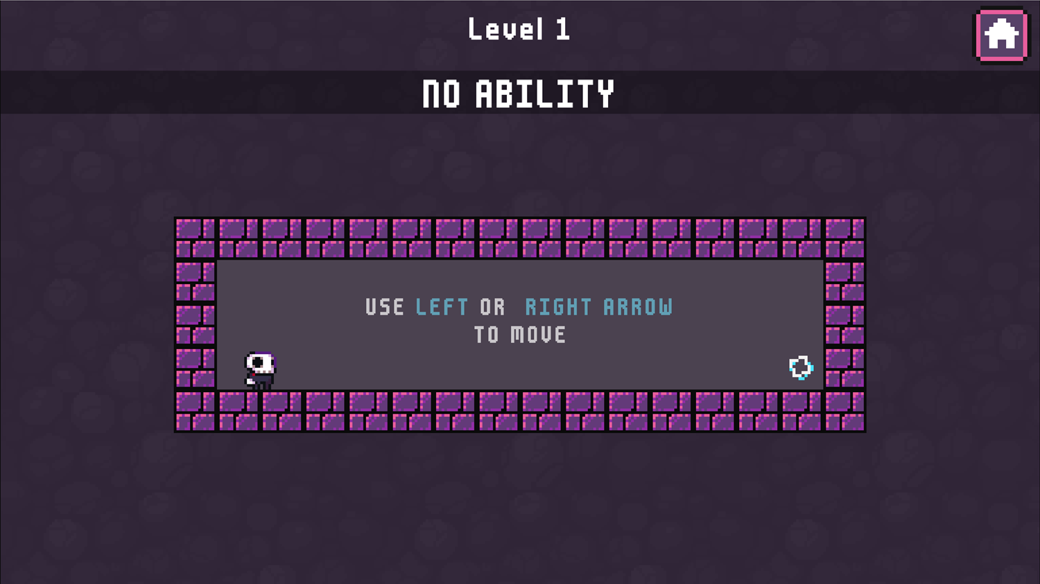 Lonely Skullboy Game Movement Instructions Screen Screenshot.