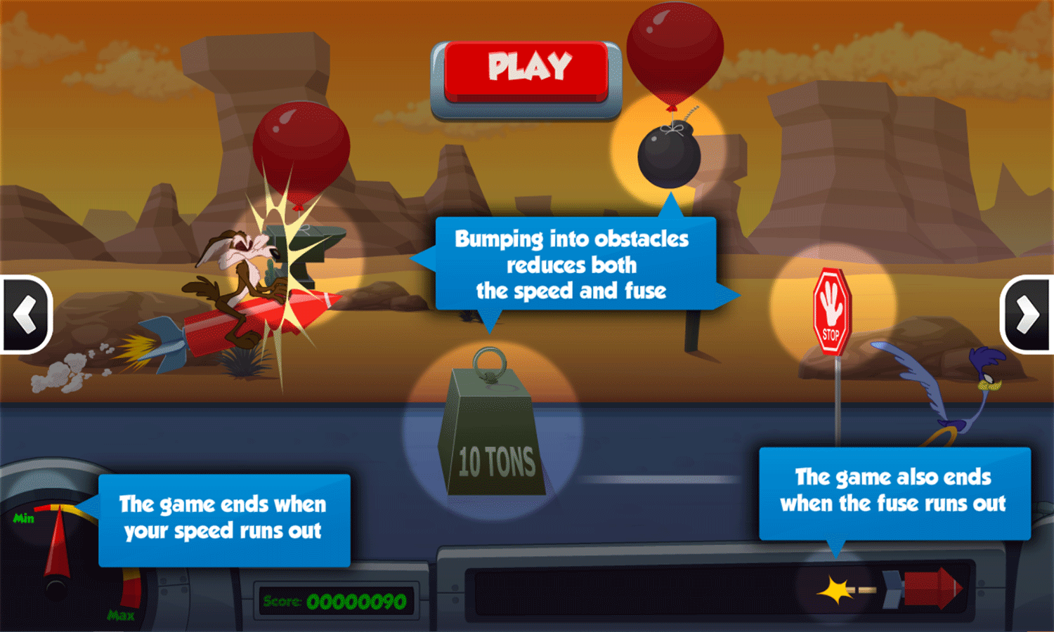 Looney Tunes Acme Rocket Dash Game How To Play Screenshot.