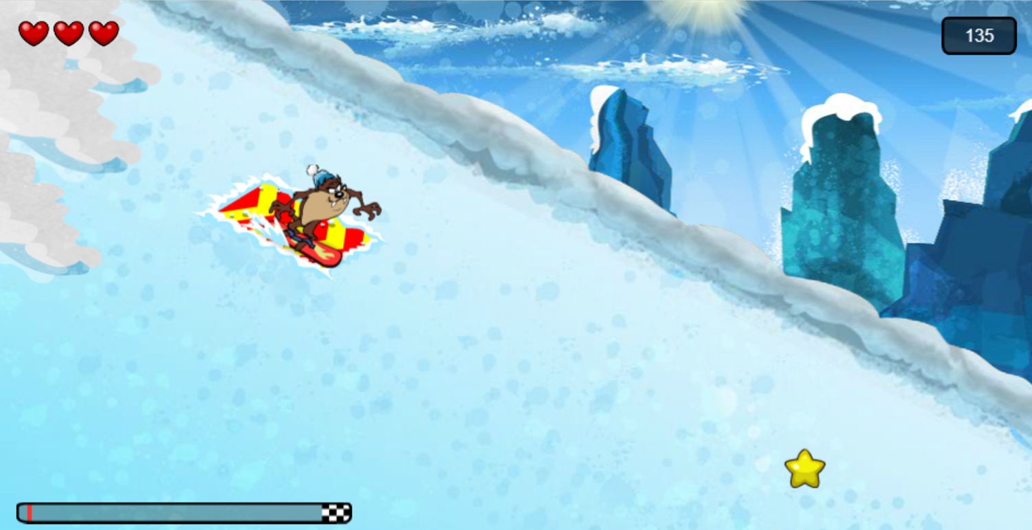 Looney Tunes Avalanche Snowboarding Game Screenshot.