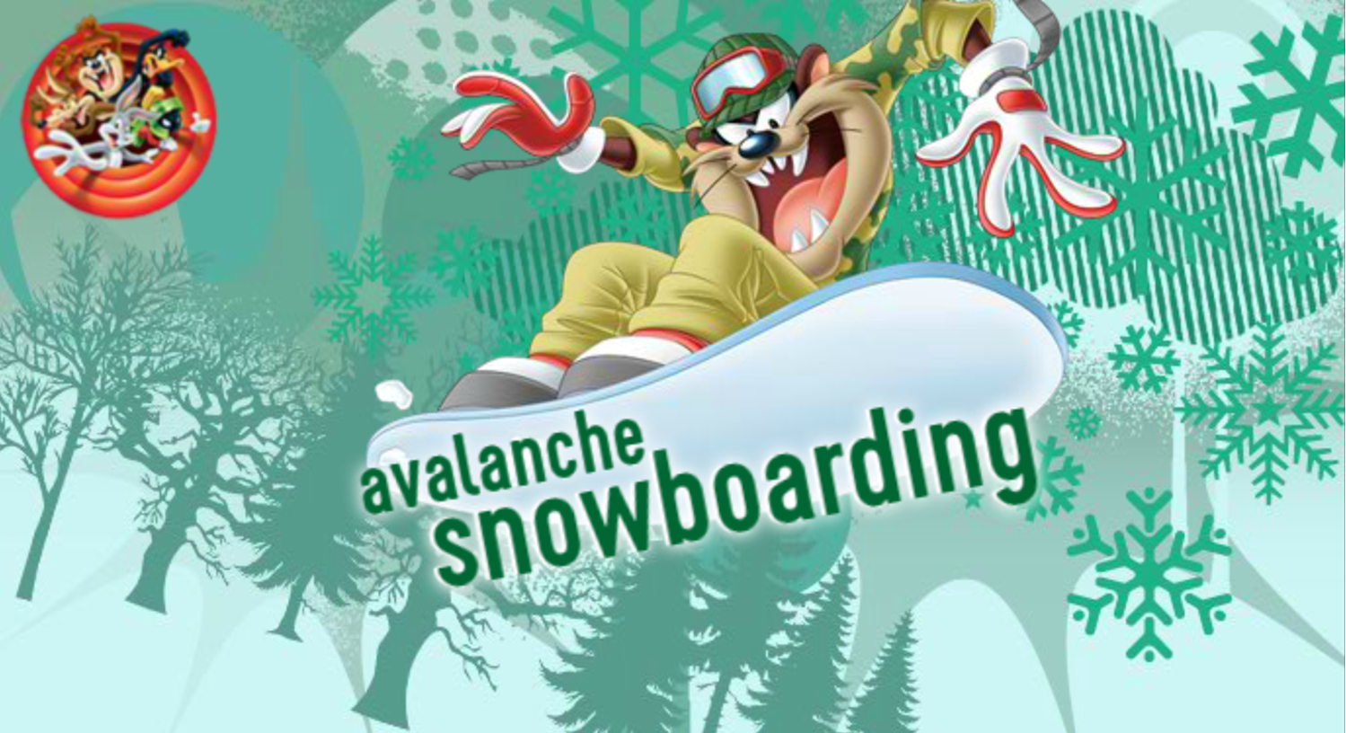 Looney Tunes Avalanche Snowboarding Game Welcome Screen Screenshot.