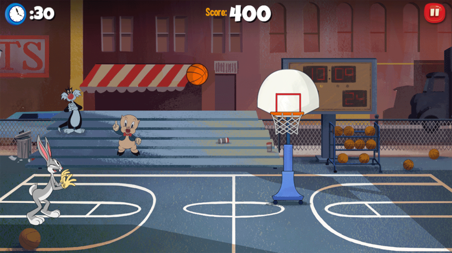 Looney Tunes Recess Bugs Bunny Basketball Game Screenshot.