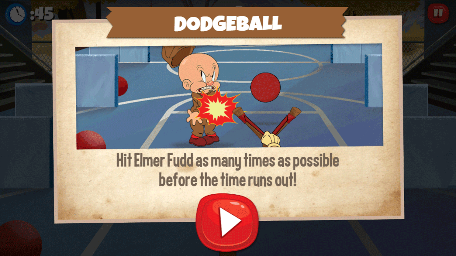 Looney Tunes Recess Elmer Dodgeball Game How To Play Screenshot.