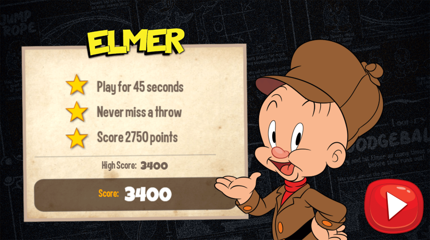 Looney Tunes Recess Elmer Dodgeball Game Score Screenshot.