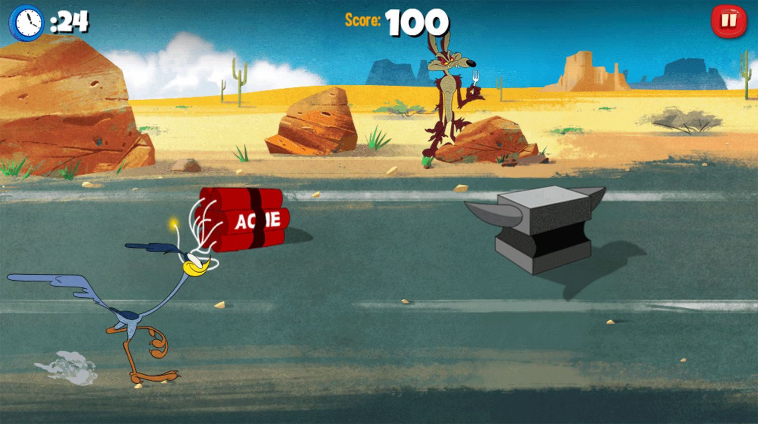 Looney Tunes Recess Road Runner Foot Race Game Screenshot.