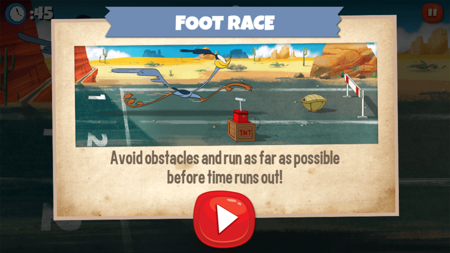 Looney Tunes Recess Road Runner Foot Race Game How To Play Screenshot.