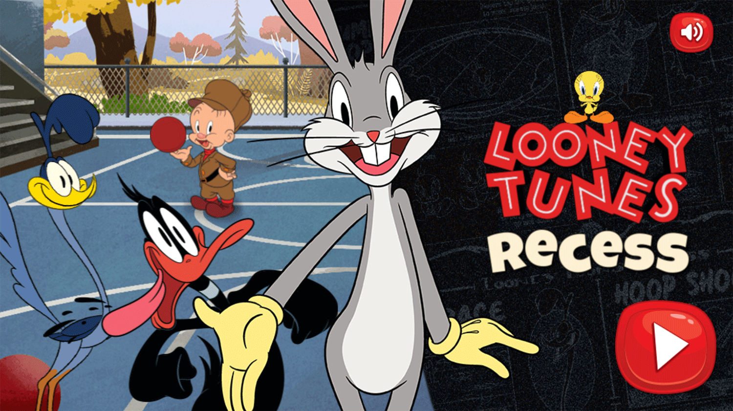 Looney Tunes Recess Game Welcome Screen Screenshot.