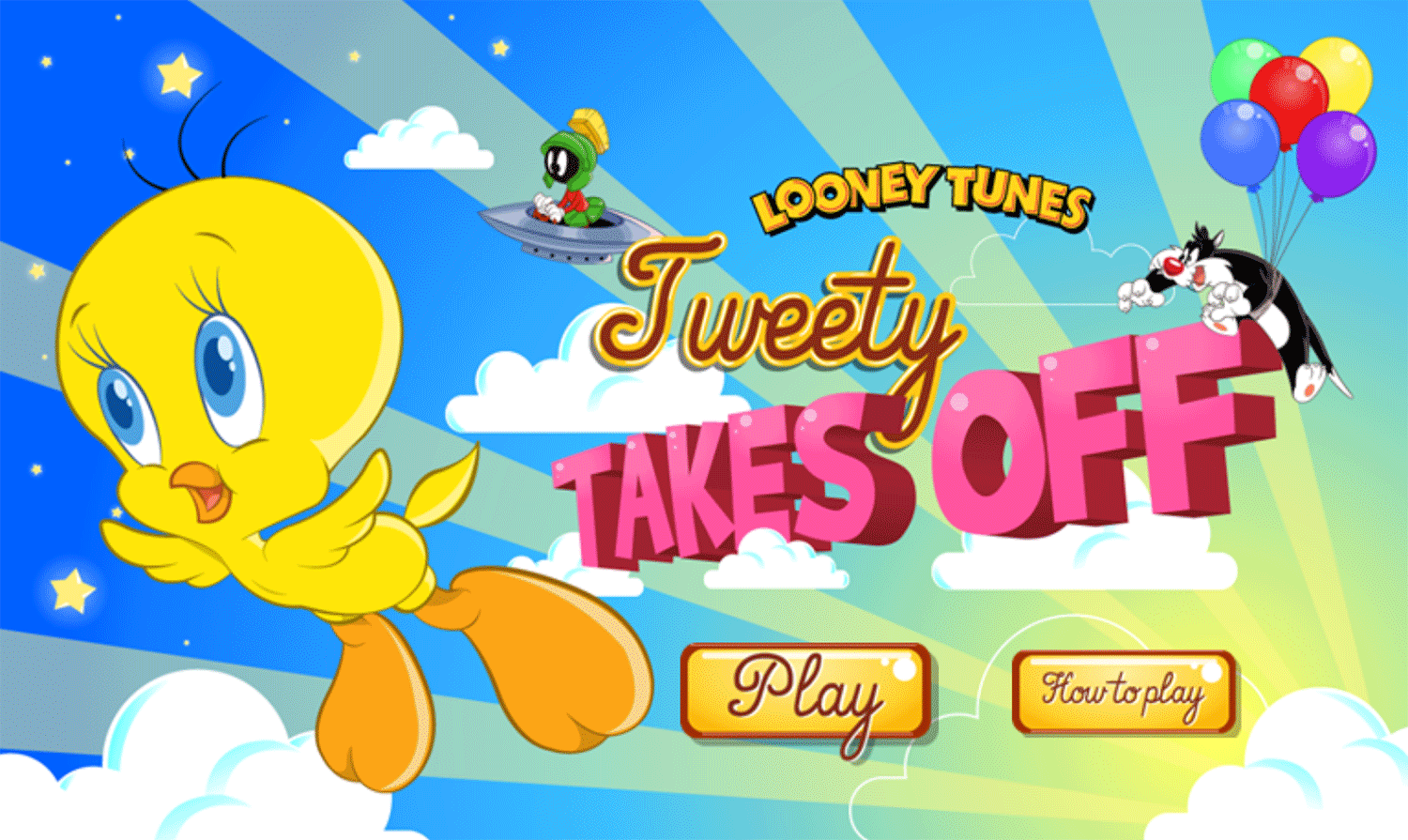 Looney Tunes Tweety Takes Off Game Welcome Screen Screenshot.