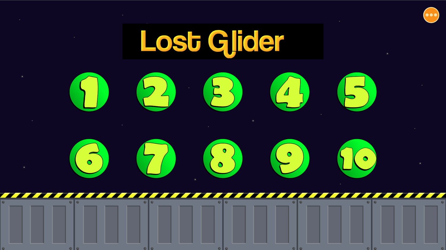 Lost Glider Game Space Levels Level Select Screenshot.