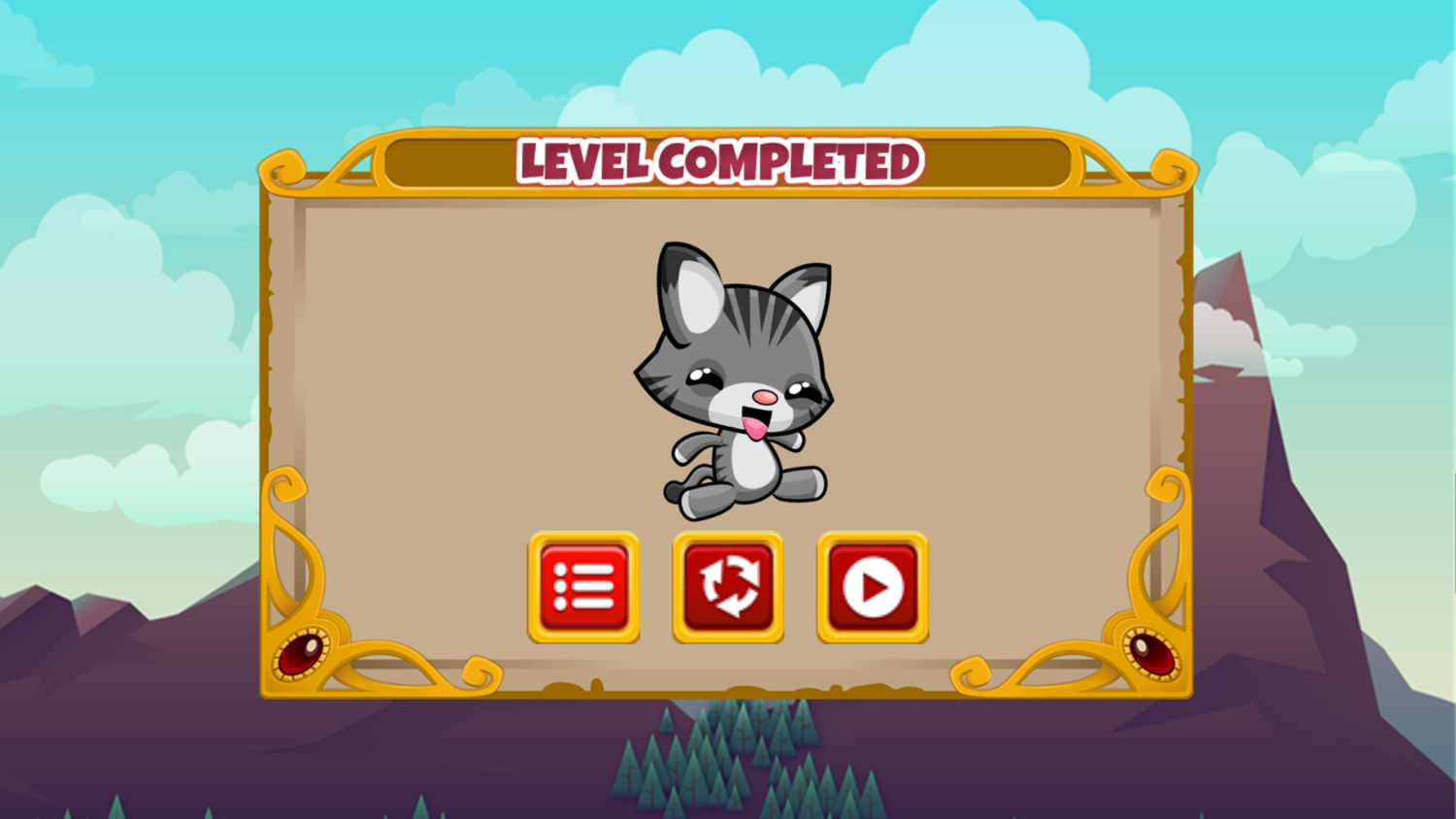 Lost Kitty Go Home Game Level Completed Screenshot.