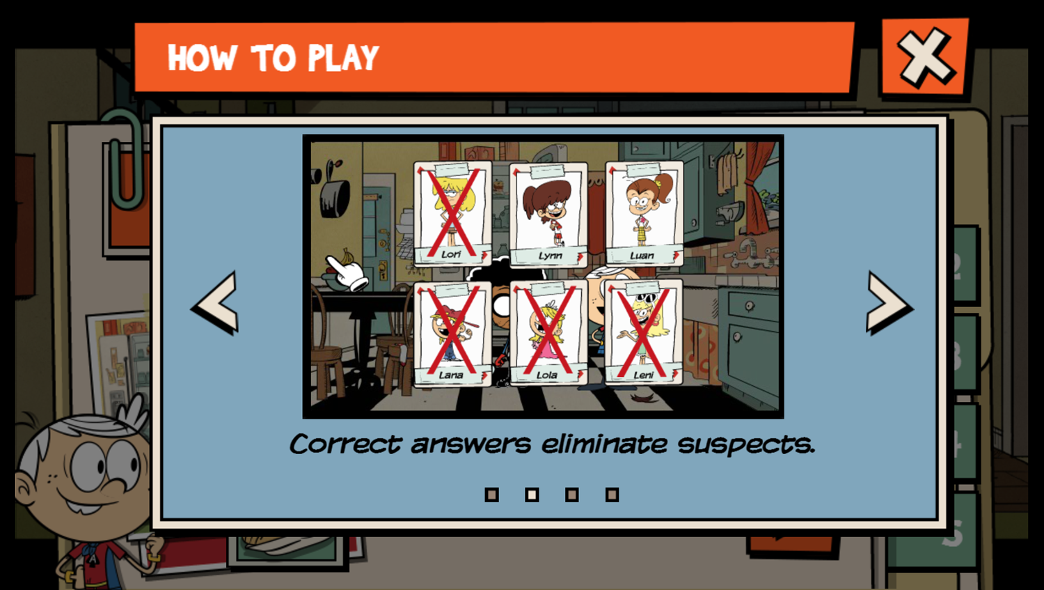 Loud House Ace Savvy Game Instructions Screenshot.