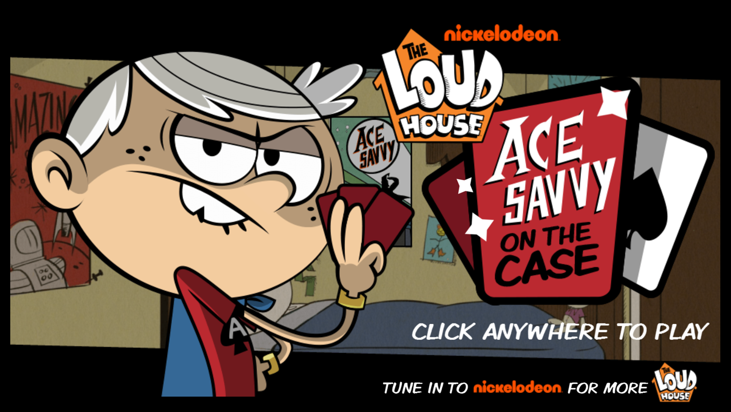 Loud House Ace Savvy Game Welcome Screen Screenshot.