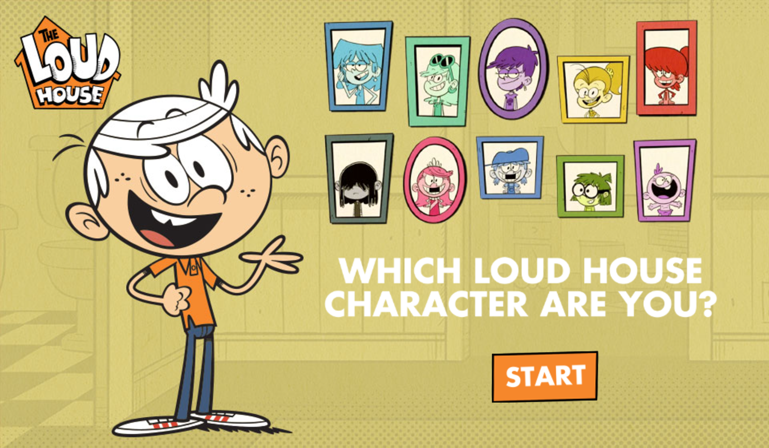 Loud House Character Quiz Game Welcome Screen Screenshot.