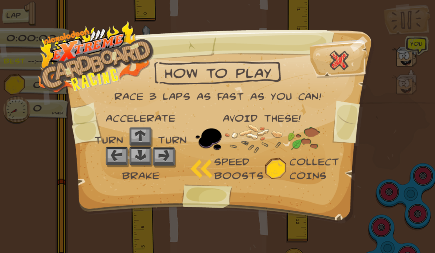 Loud House Extreme Cardboard Racing Game How To Play Screenshot.