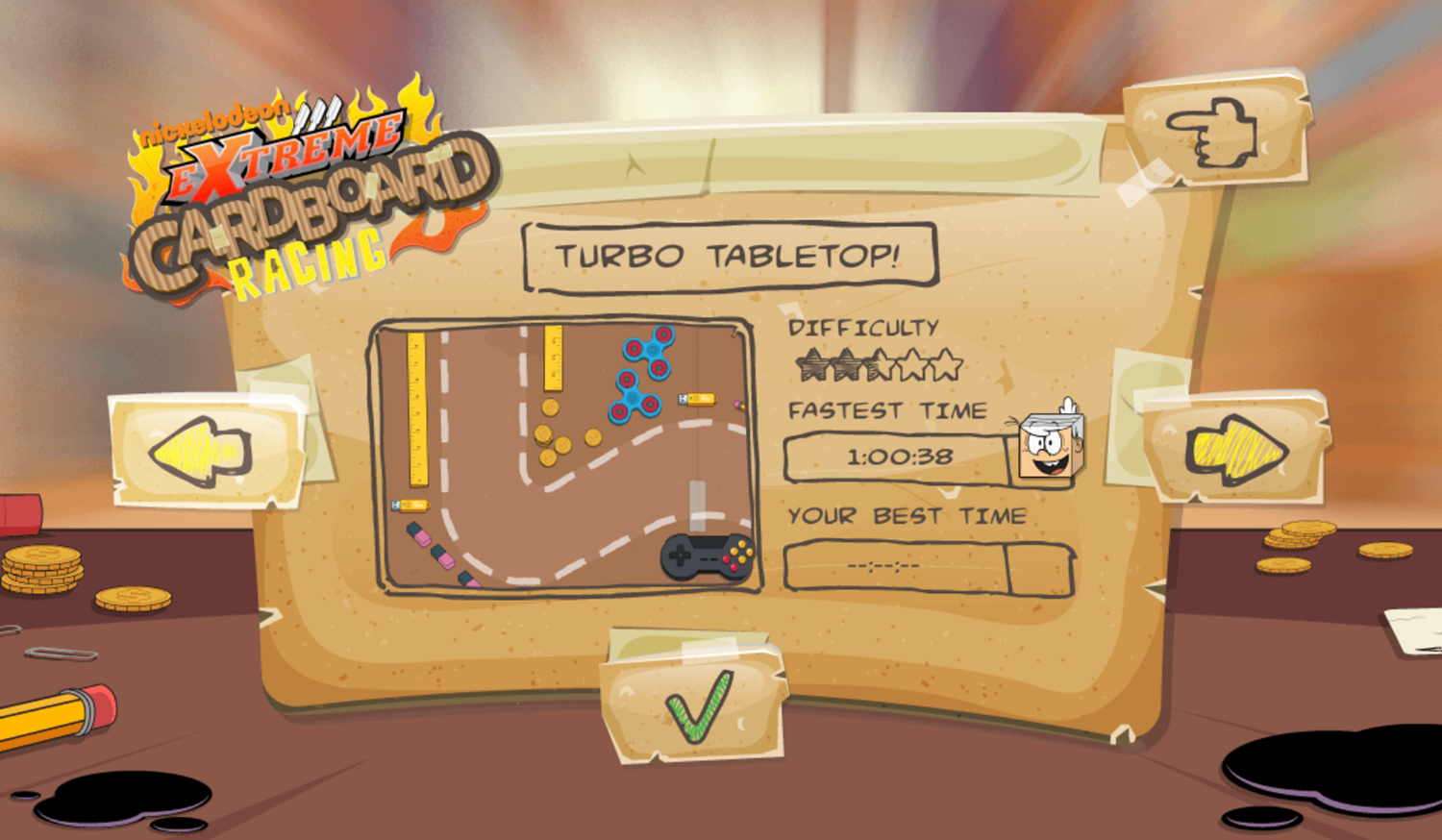 Loud House Extreme Cardboard Racing Game Select Map Screenshot.