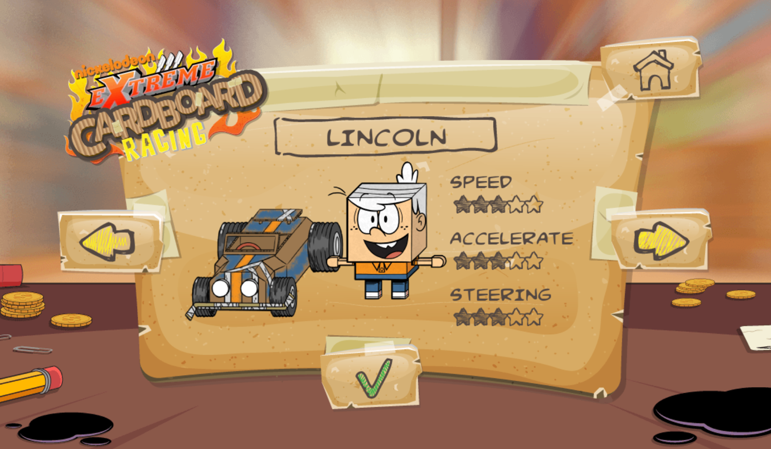 Loud House Extreme Cardboard Racing Game Select Racer Screenshot.