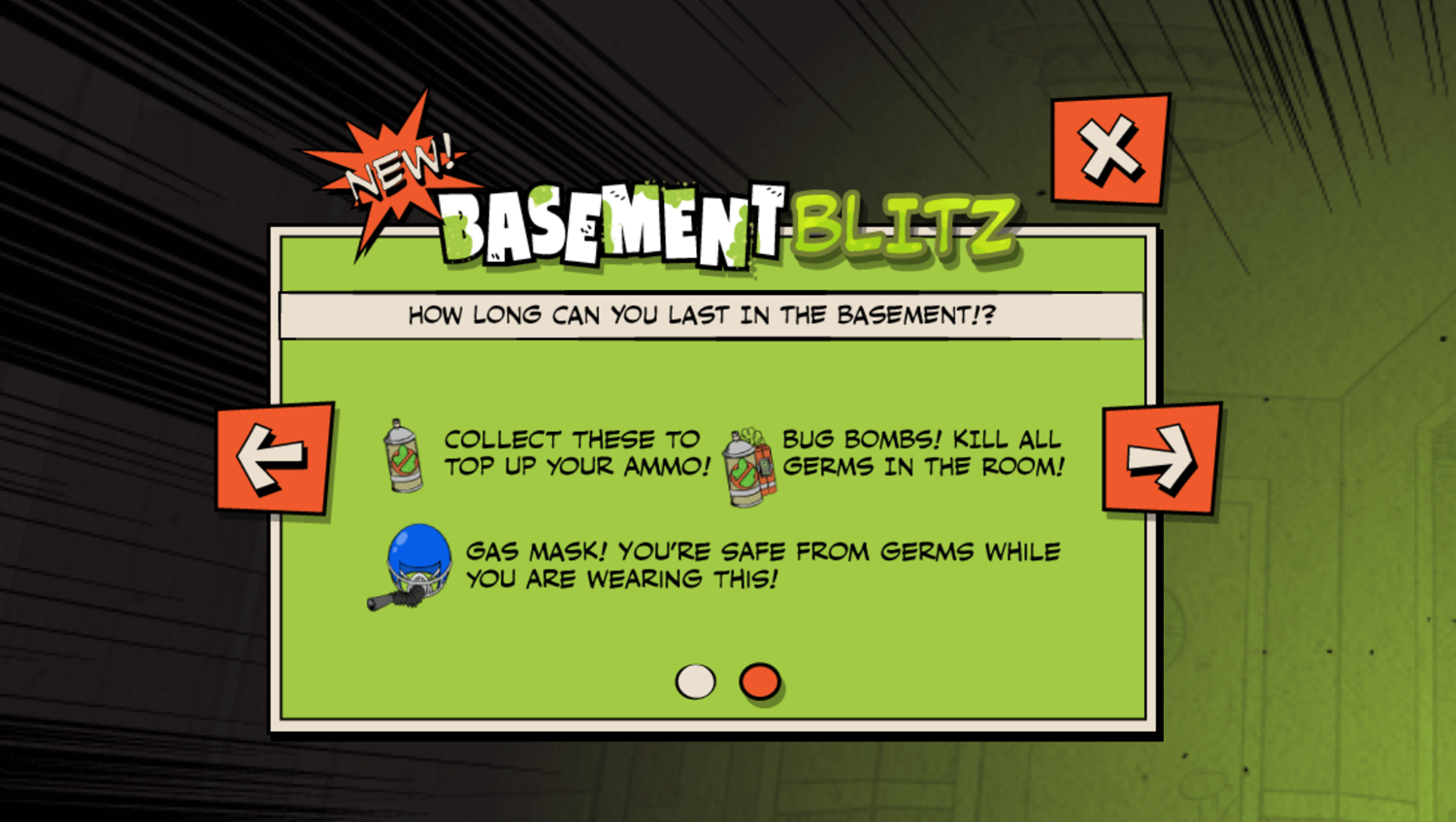 Loud House Germ Squirmish Game Basement Blitz Instructions Screenshot.