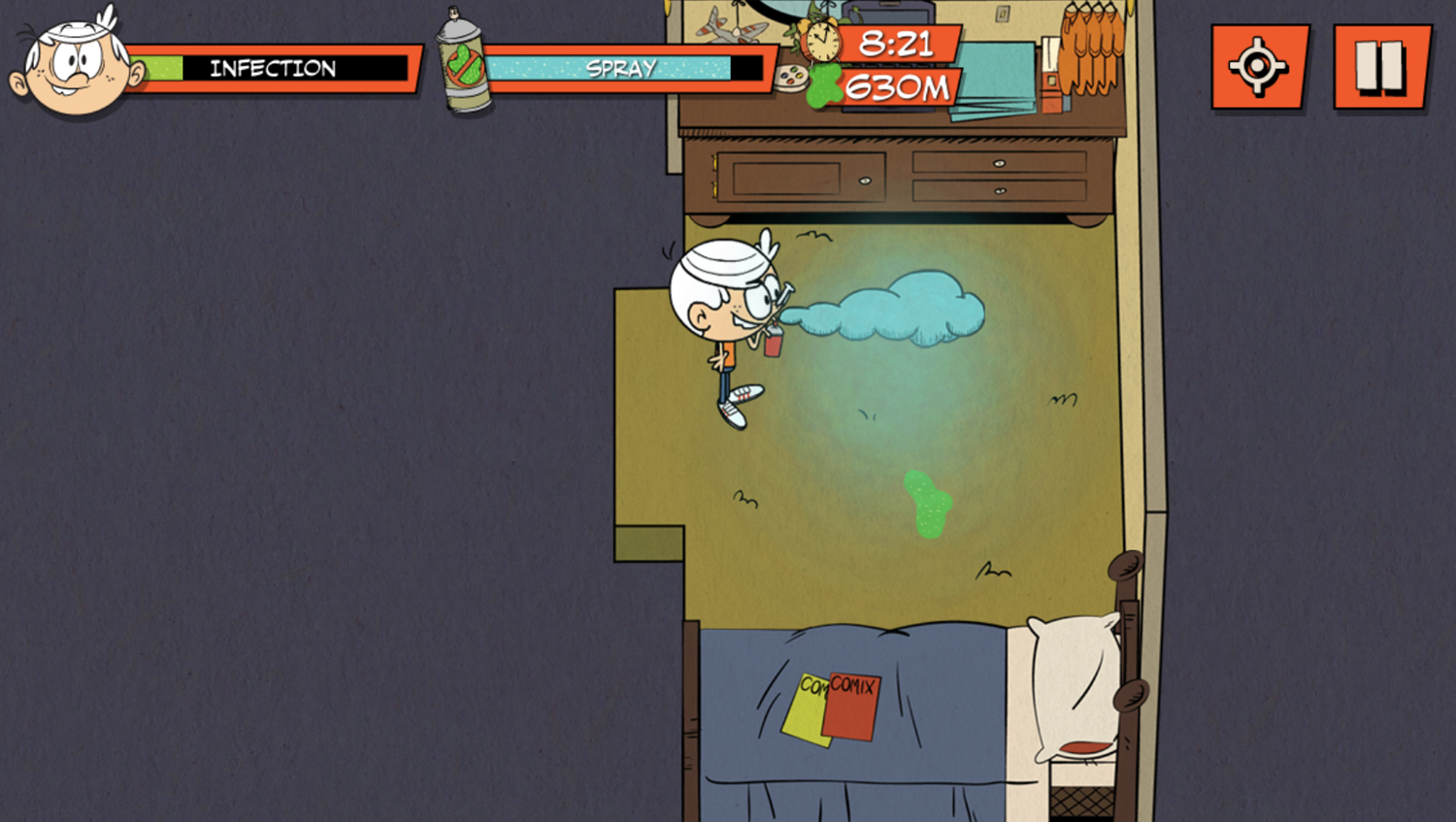 Loud House Germ Squirmish Game Squirm Off Game Screenshot.