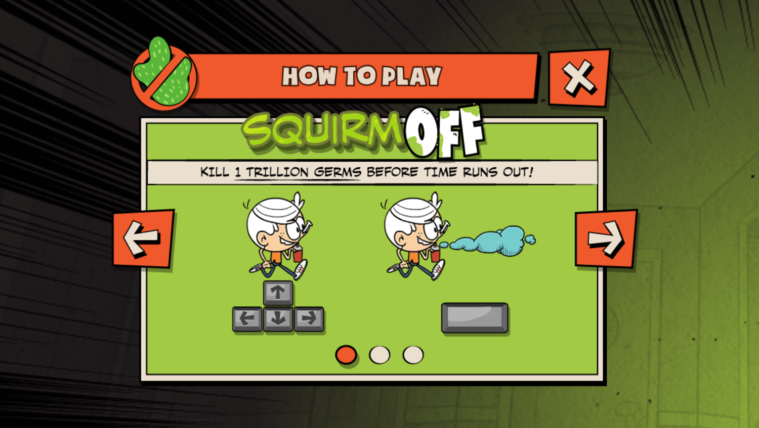 Loud House Germ Squirmish Game Squirm Off How To Play Screenshot.