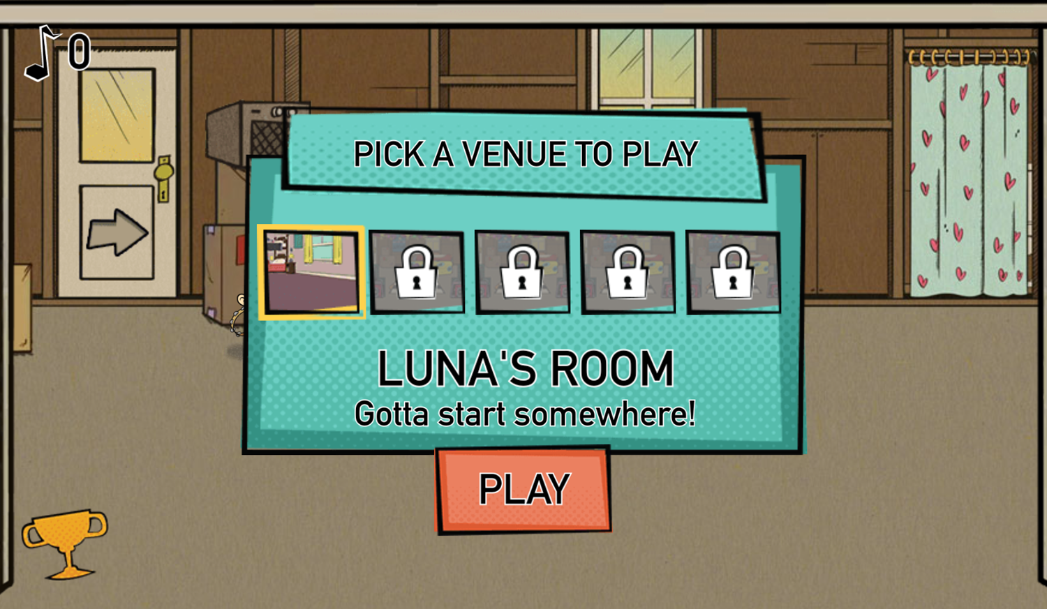 Loud House Rockin Out Loud Game Pick Venue Screenshot.