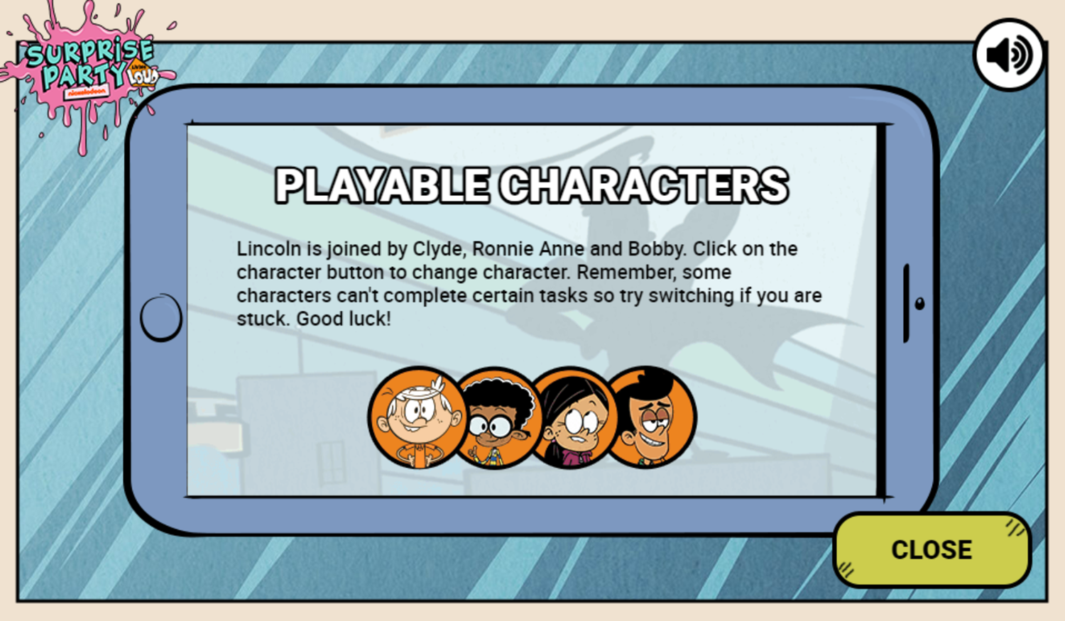Loud House Surprise Party Game Characters Screenshot.