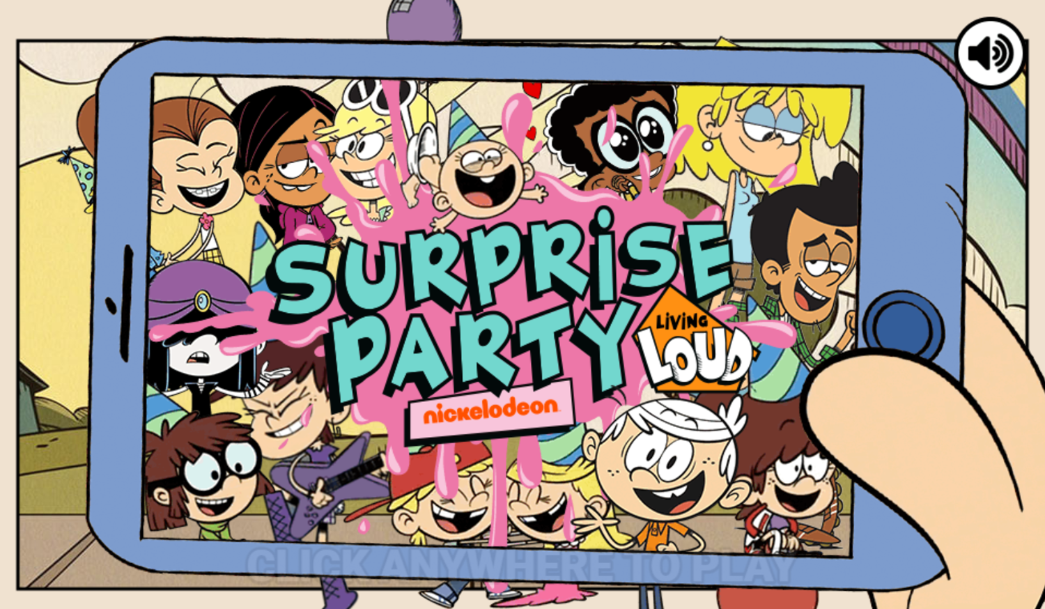 Loud House Surprise Party Game Welcome Screen Screenshot.