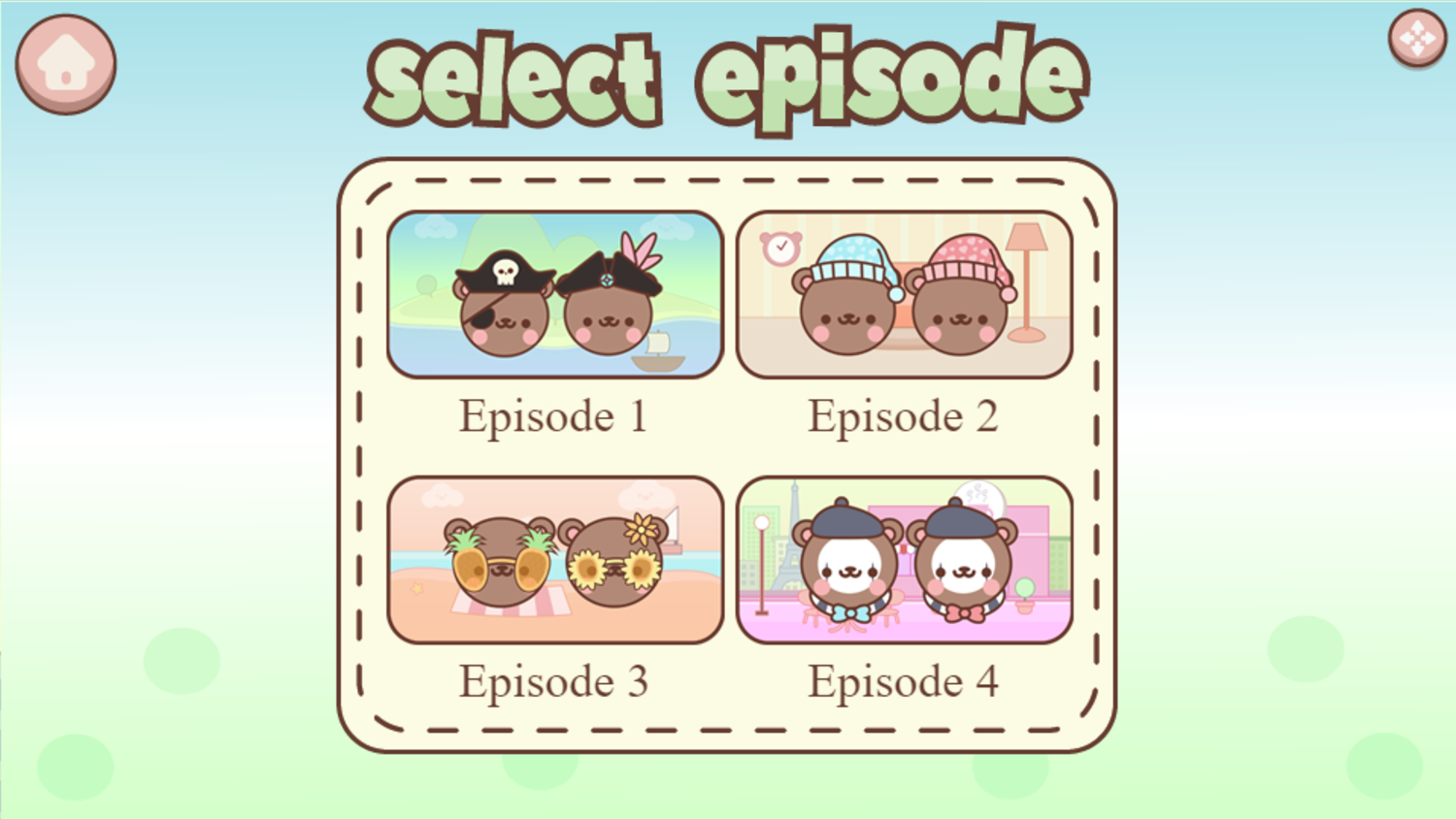 Love Bears Game Episode Select Screen Screenshot.